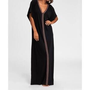 Pitusa Womens Pima Cotton Blend Black Abaya Maxi Dress Small